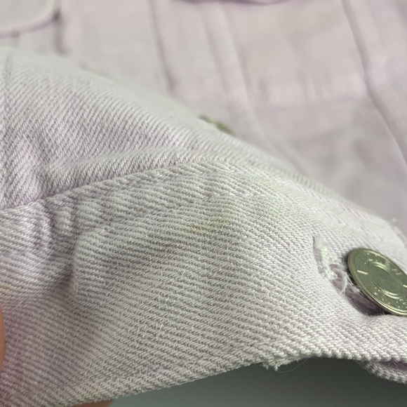 J Crew Garment Dyed Denim Jacket Pink Cropped L7219 Button Collared Women Medium - Picture 12 of 12